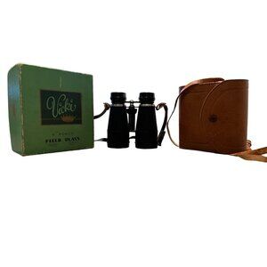 Vicki Field Glass Binoculars 4X40 Black With Original‎ Leather Case And Box VTG